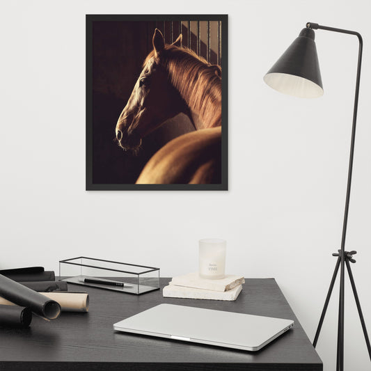 Framed Poster Horse Wall Art - Vertical Print (Glamourange 0010 Model)