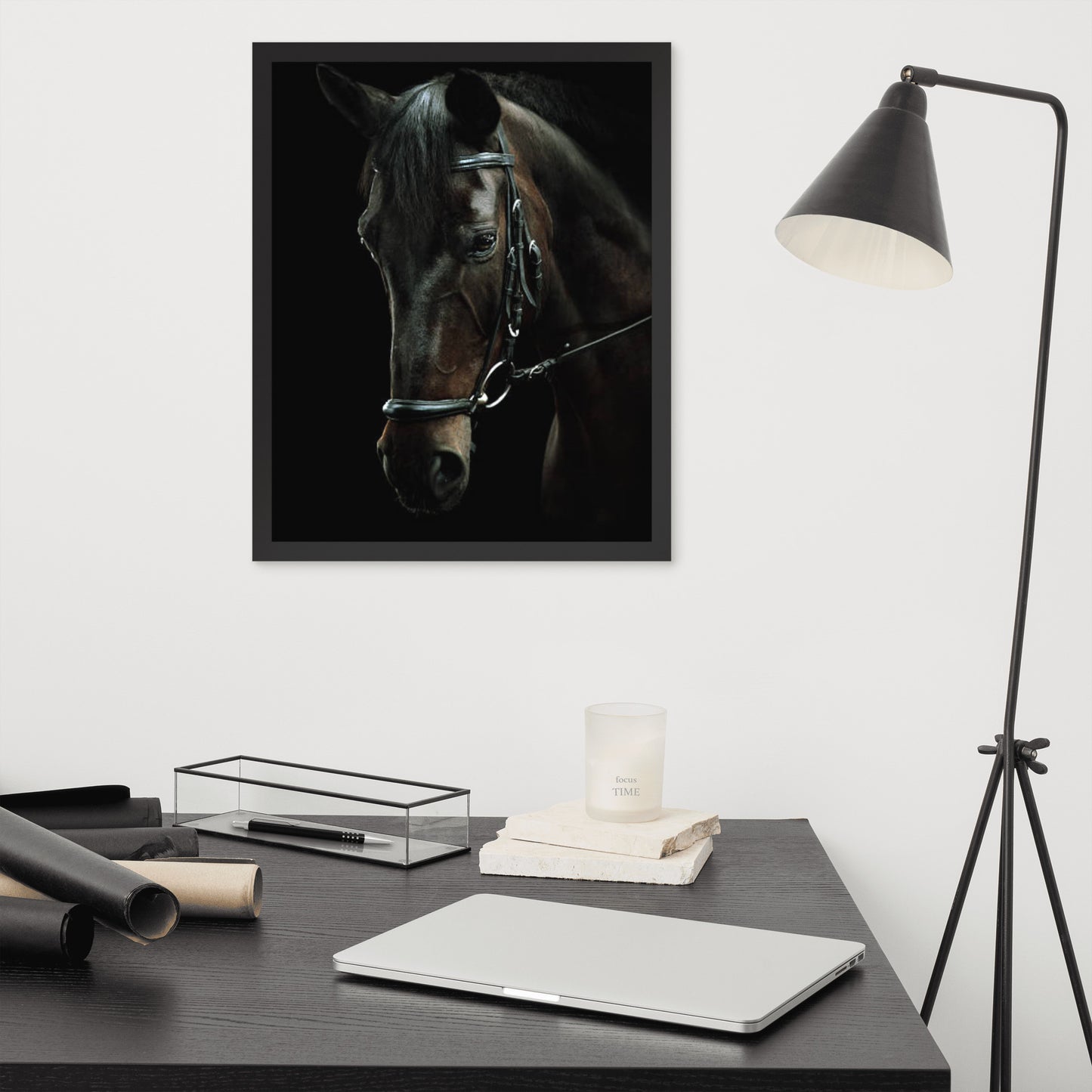 Framed Poster Horse Wall Art - Vertical Print (Glamourange 0012 Model)