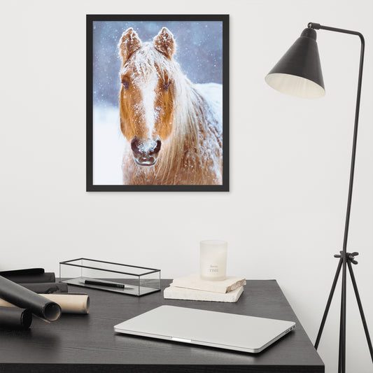 Framed Poster Horse Wall Art - Vertical Print (Glamourange 0013 Model)