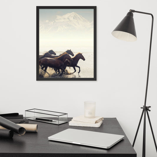 Framed Poster Horse Wall Art - Vertical Print (Glamourange 0016 Model)