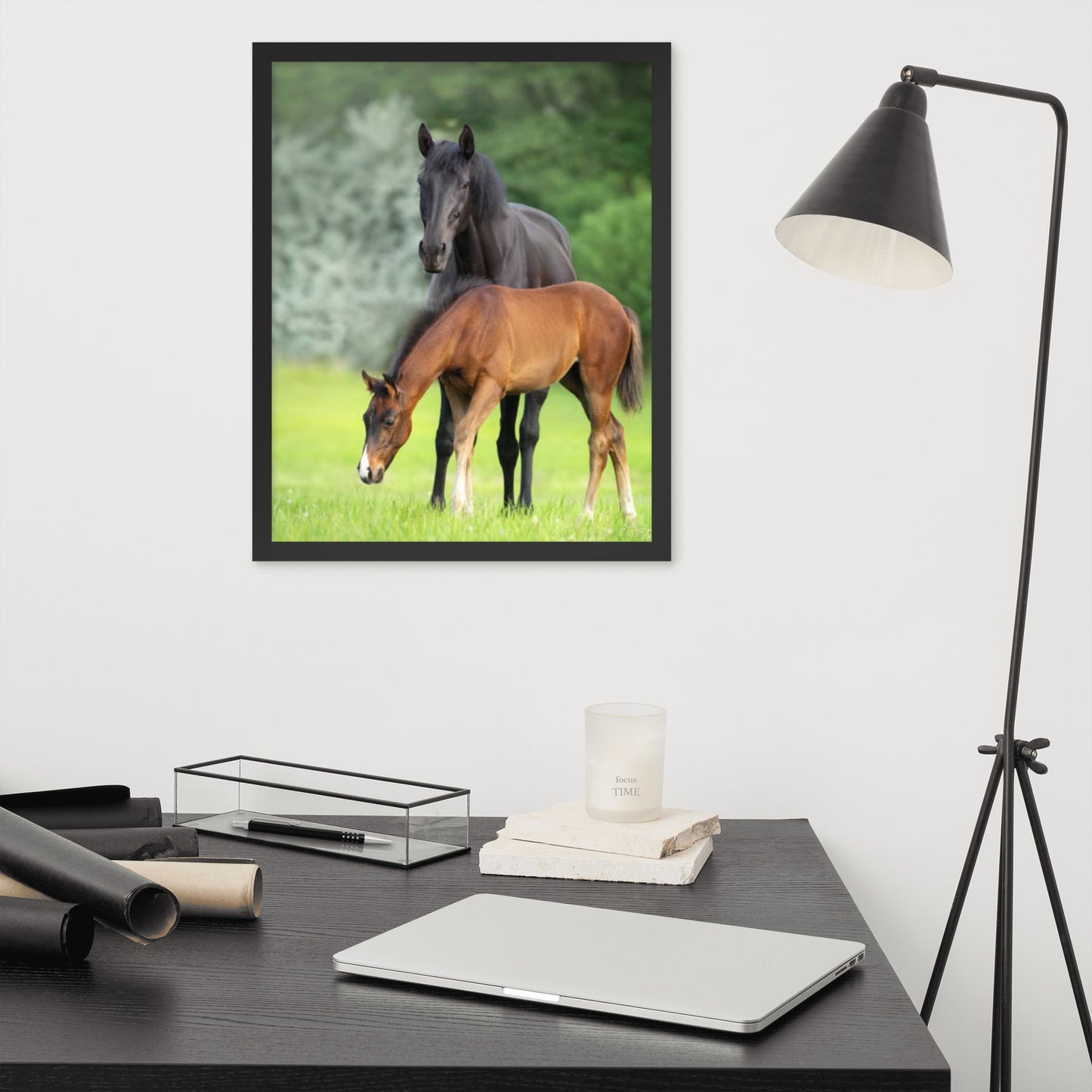 Framed Poster Horse Wall Art - Vertical Print (Glamourange 0021 Model)