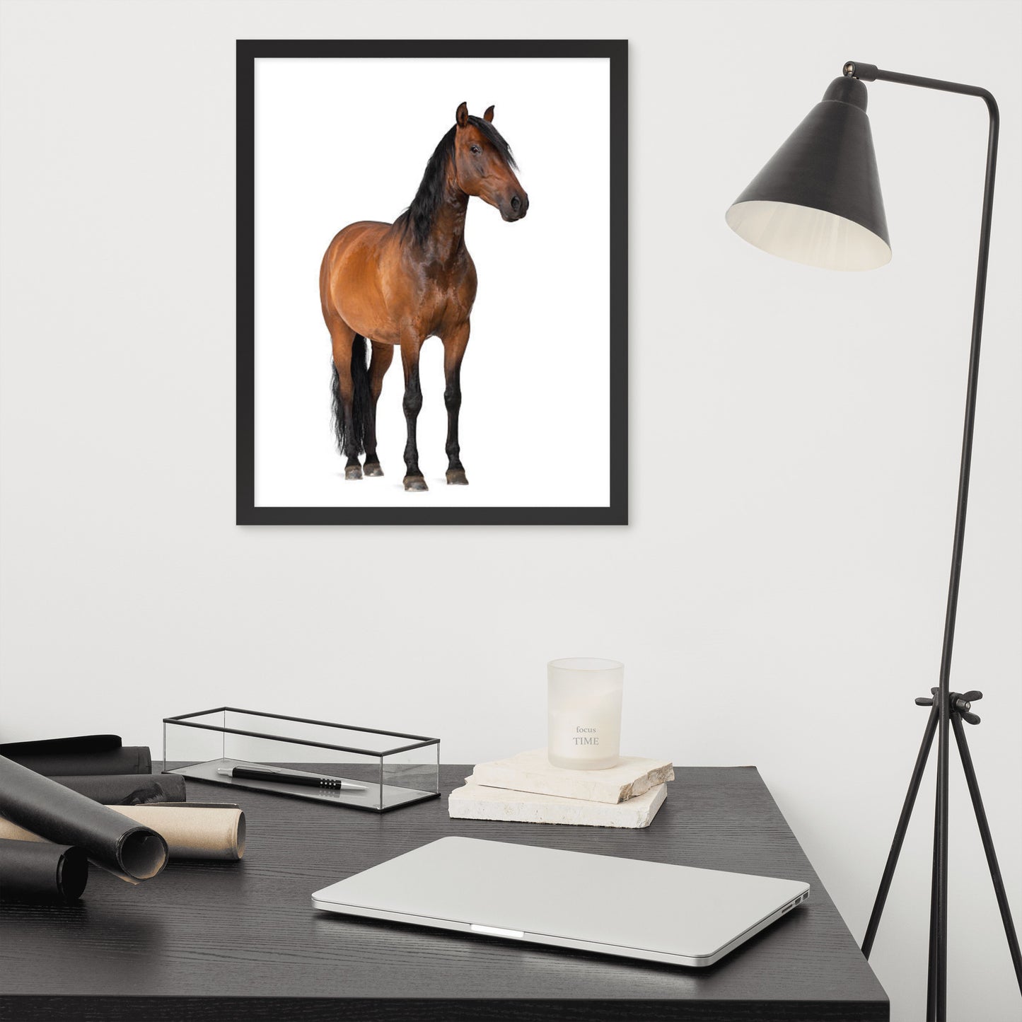 Framed Poster Horse Wall Art - Vertical Print (Glamourange 0024 Model)