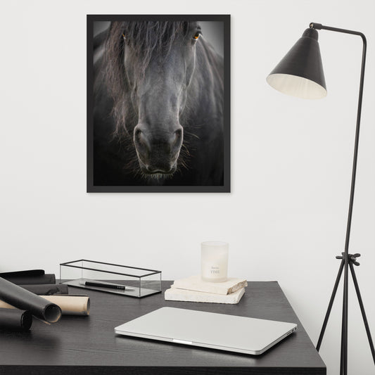 Framed Poster Horse Wall Art - Vertical Print (Glamourange 0026 Model)