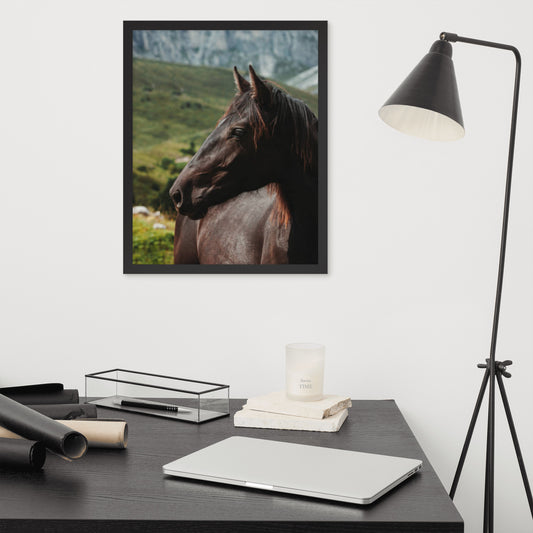 Framed Poster Horse Wall Art - Vertical Print (Glamourange 0031 Model)