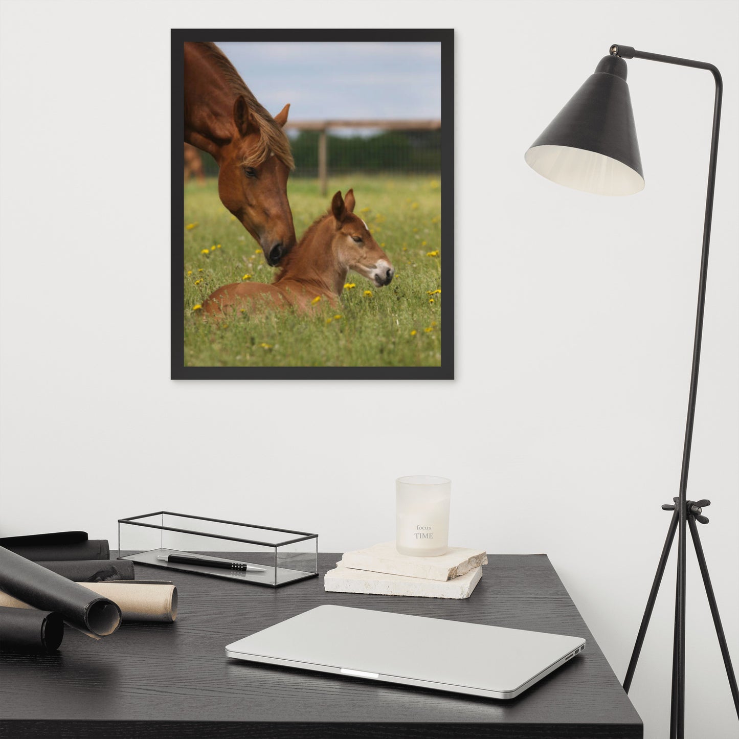 Framed Poster Horse Wall Art - Vertical Print (Glamourange 0032 Model)