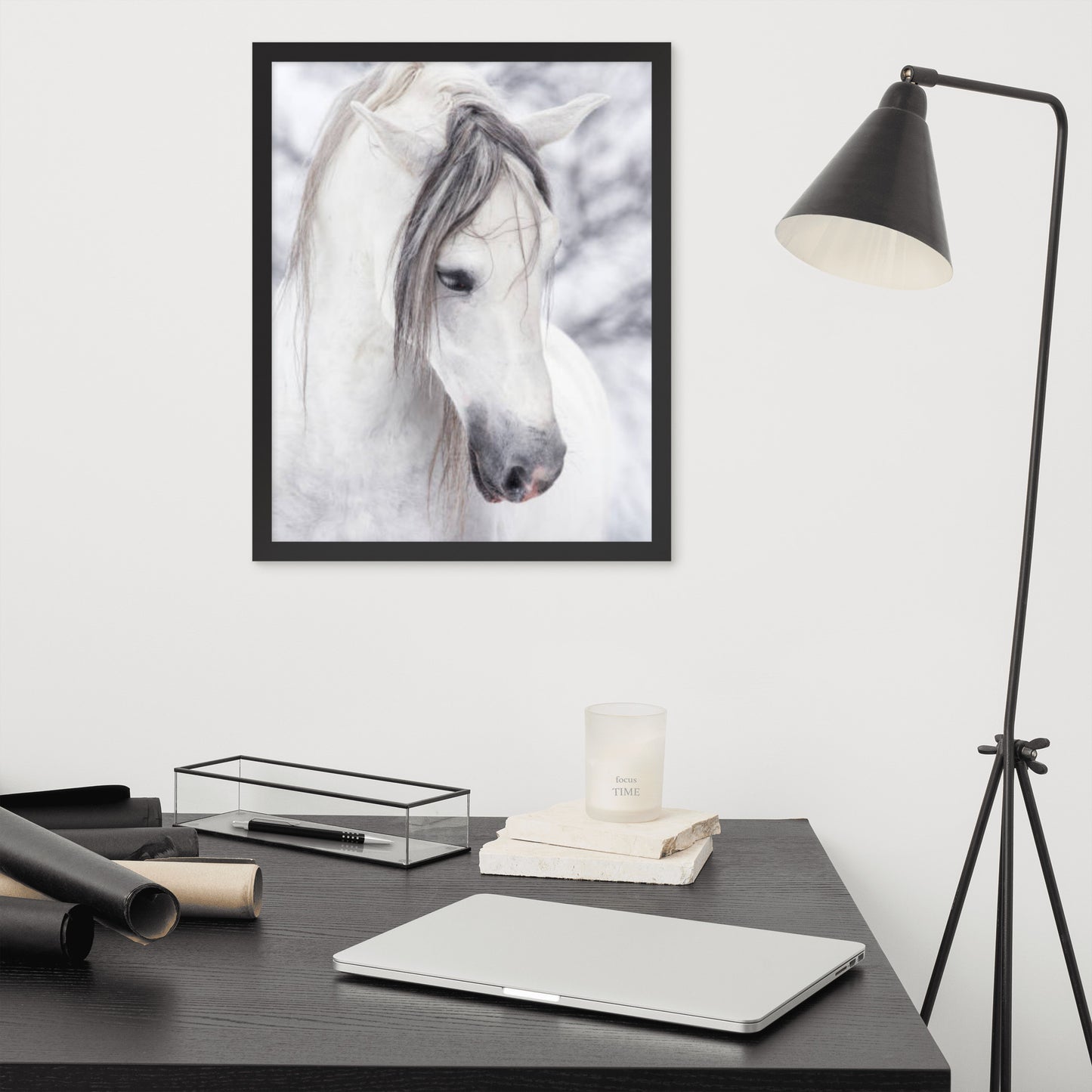 Framed Poster Horse Wall Art - Vertical Print (Glamourange 0036 Model)