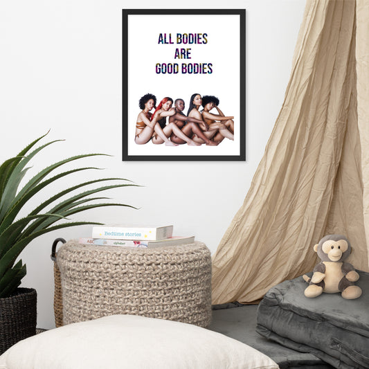 Body Positivity & Neutrality Framed Poster Wall Art (Vertical Model 002)