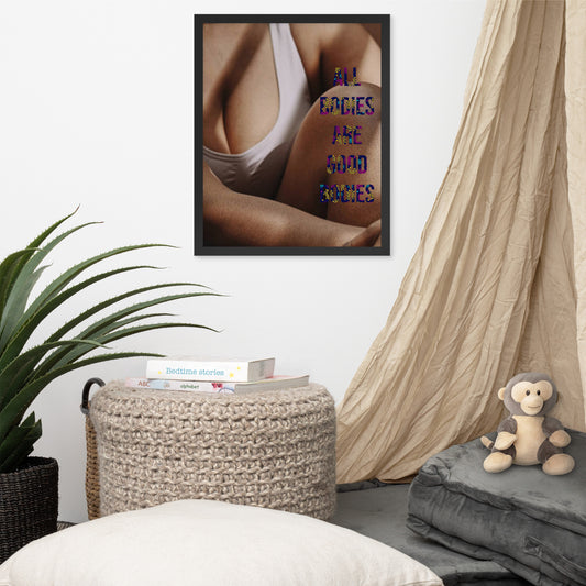 Body Positivity & Neutrality Framed Poster Wall Art (Vertical Model 003)