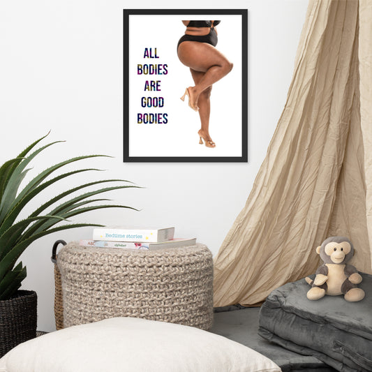 Body Positivity & Neutrality Framed Poster Wall Art (Vertical Model 004)