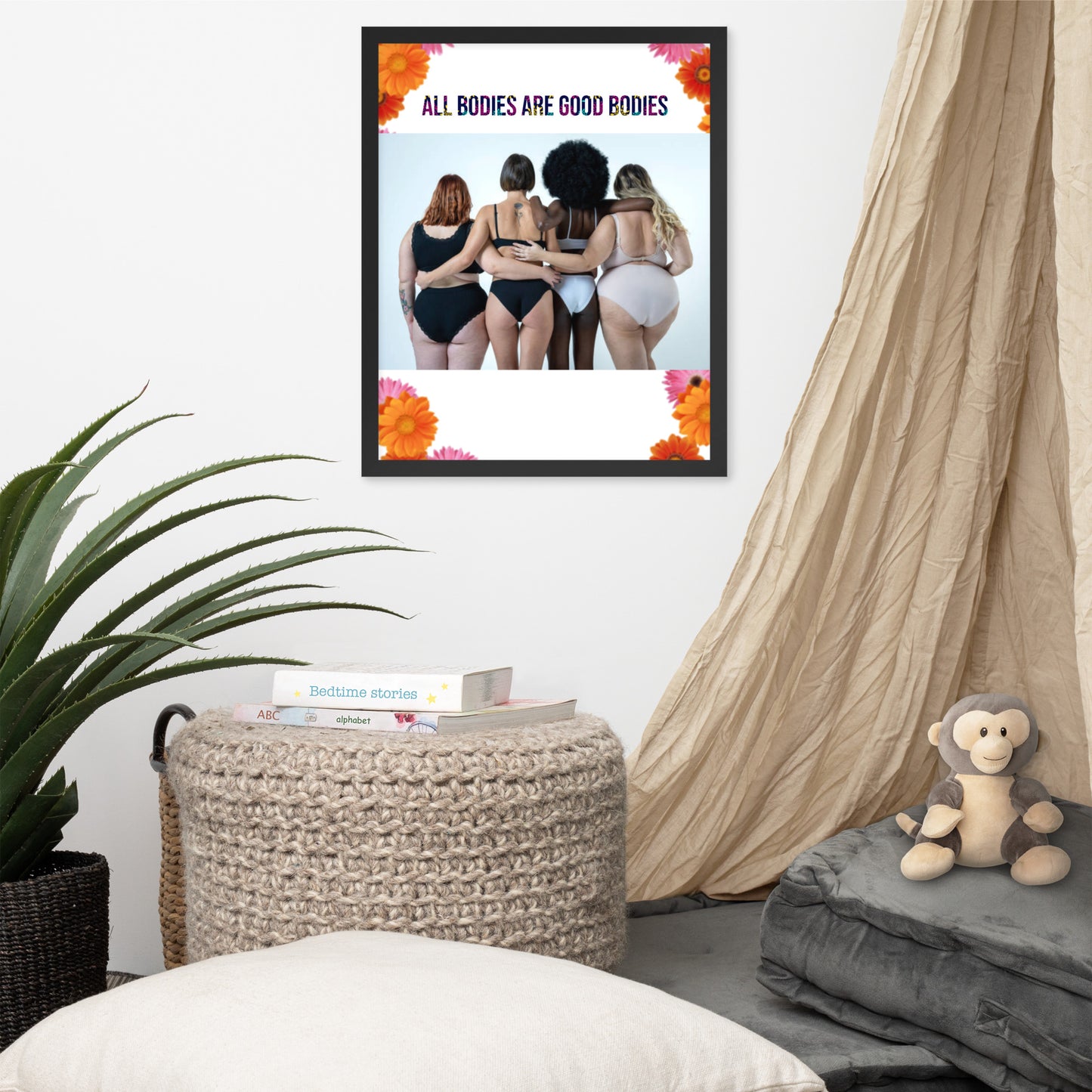 Body Positivity & Neutrality Framed Poster Wall Art (Vertical Model 008)