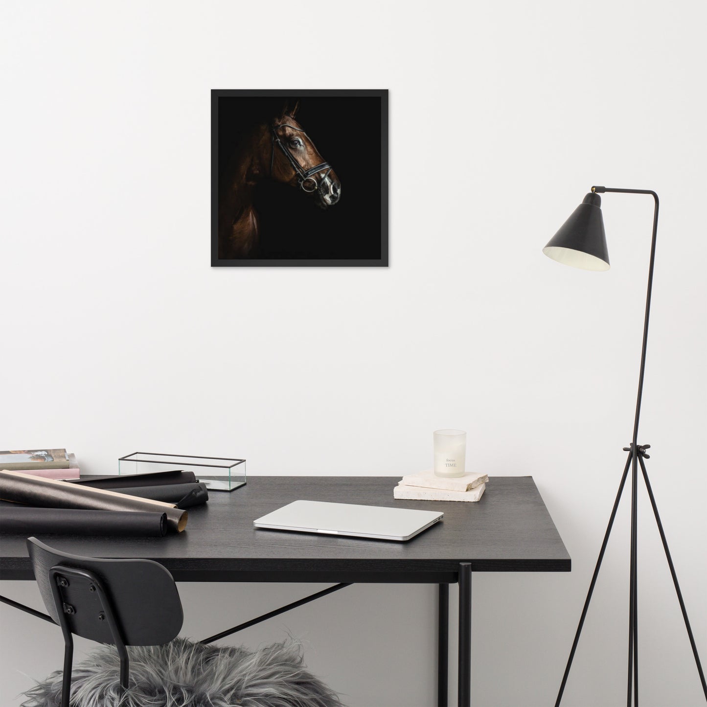 Framed Poster Horse Wall Art - Vertical Print (Glamourange 005 Model)