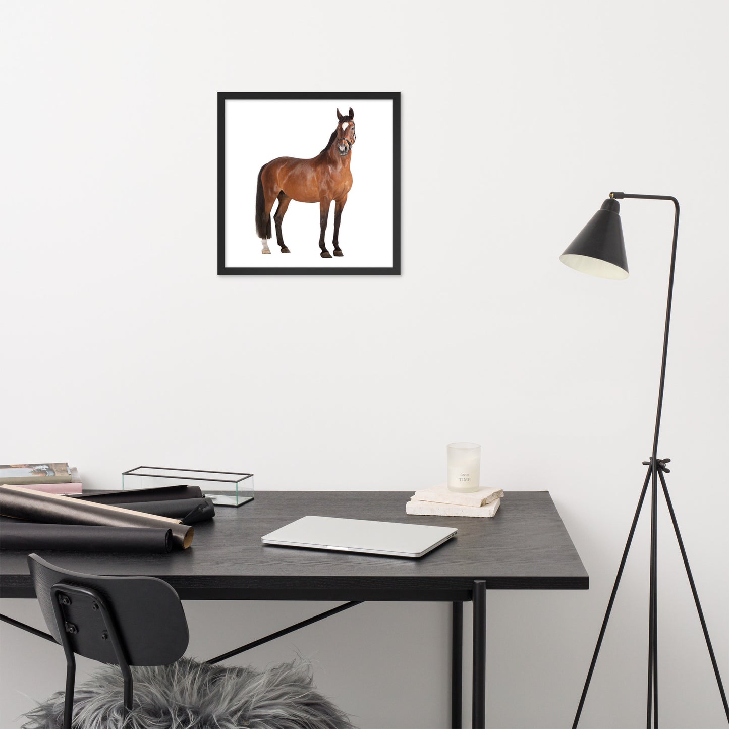 Framed Poster Horse Wall Art - Vertical Print (Glamourange 008 Model)