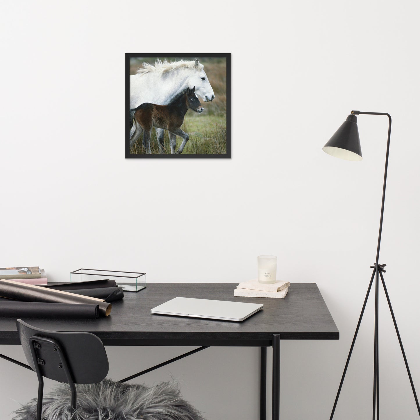 Framed Poster Horse Wall Art - Vertical Print (Glamourange 0011 Model)