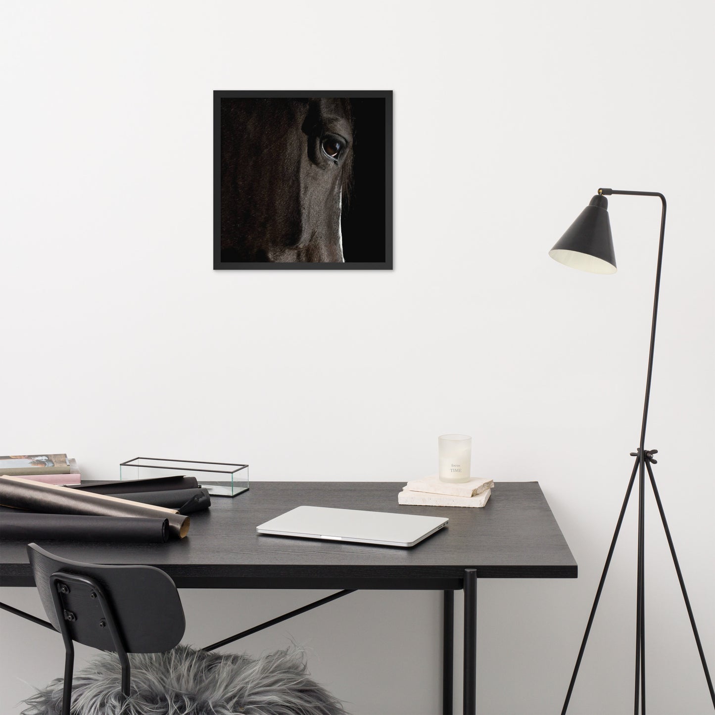 Framed Poster Horse Wall Art - Vertical Print (Glamourange 0015 Model)