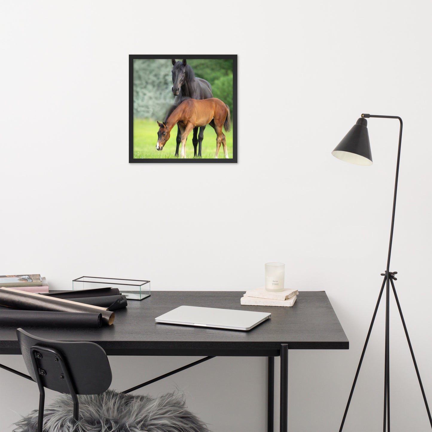 Framed Poster Horse Wall Art - Vertical Print (Glamourange 0021 Model)