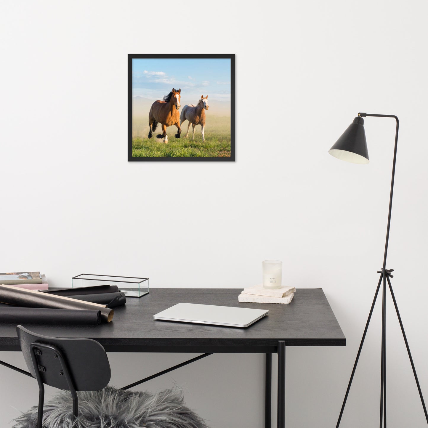 Framed Poster Horse Wall Art - Vertical Print (Glamourange 0023 Model)