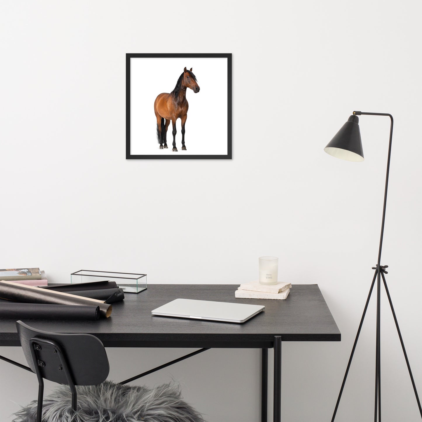 Framed Poster Horse Wall Art - Vertical Print (Glamourange 0024 Model)