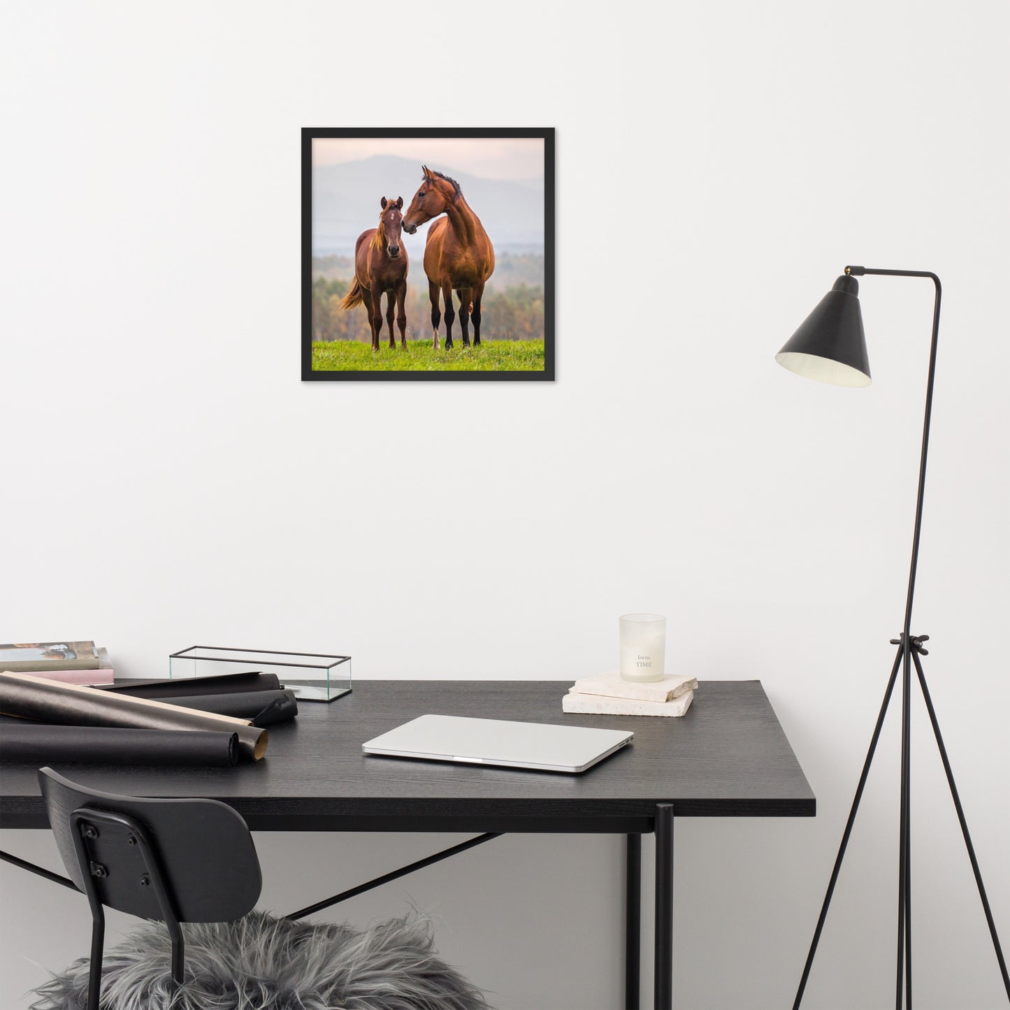 Framed Poster Horse Wall Art - Vertical Print (Glamourange 0027 Model)