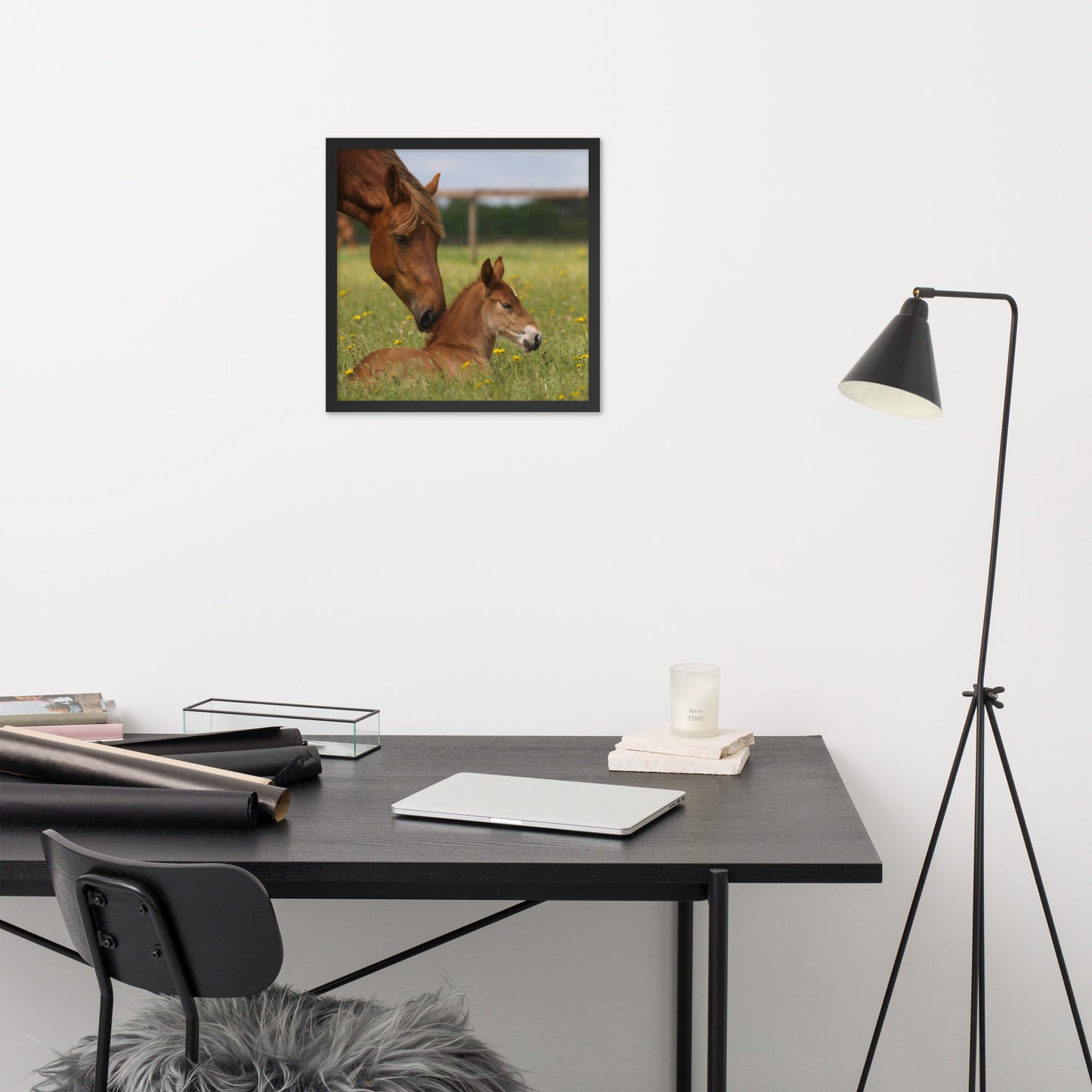 Framed Poster Horse Wall Art - Vertical Print (Glamourange 0032 Model)