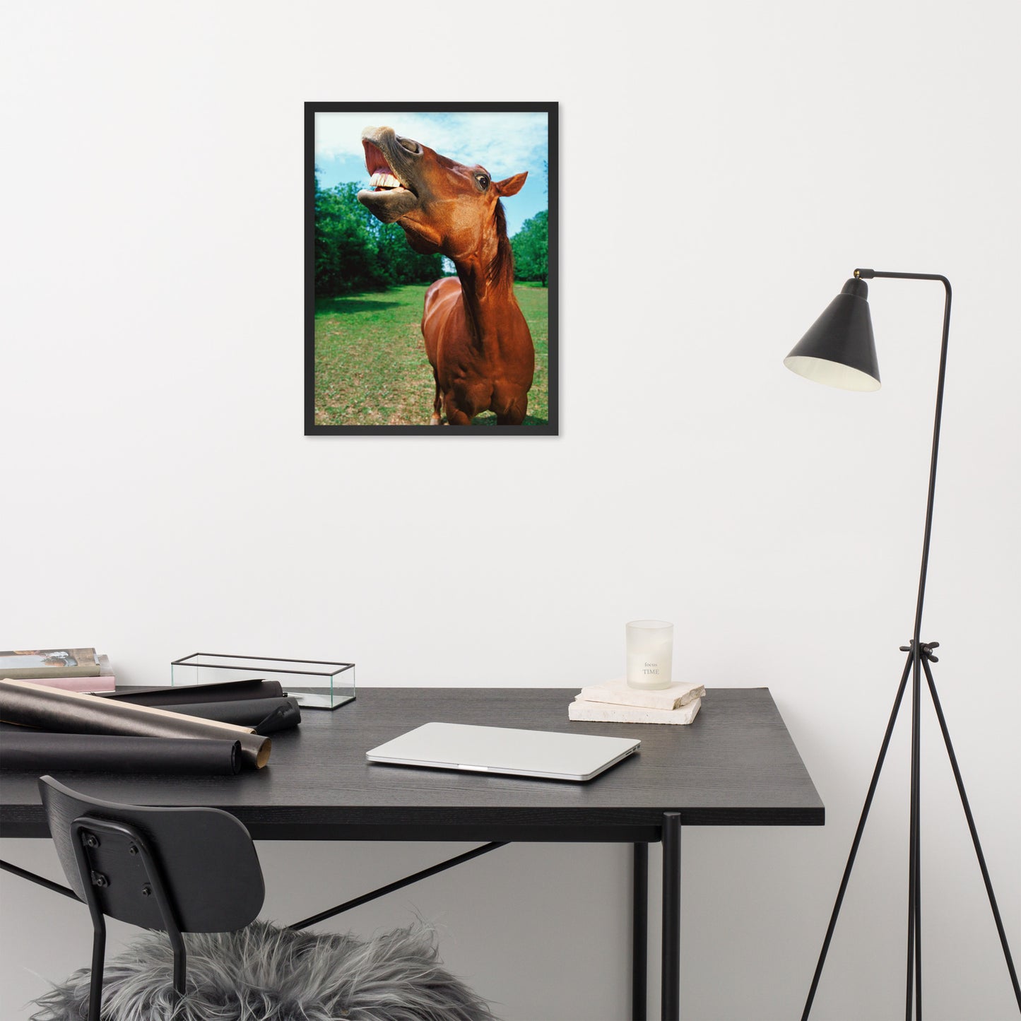 Framed Poster Horse Wall Art - Vertical Print (Glamourange 002 Model)