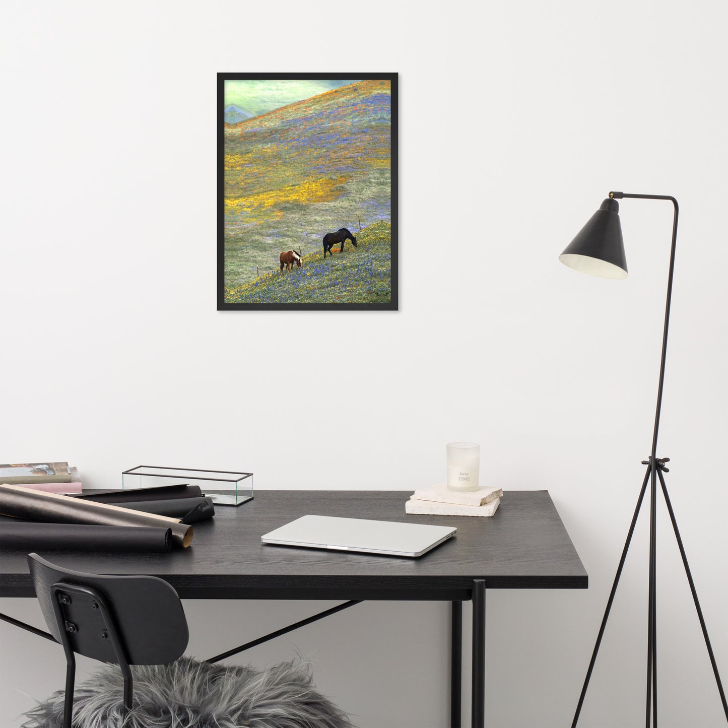 Framed Poster Horse Wall Art - Vertical Print (Glamourange 003 Model)