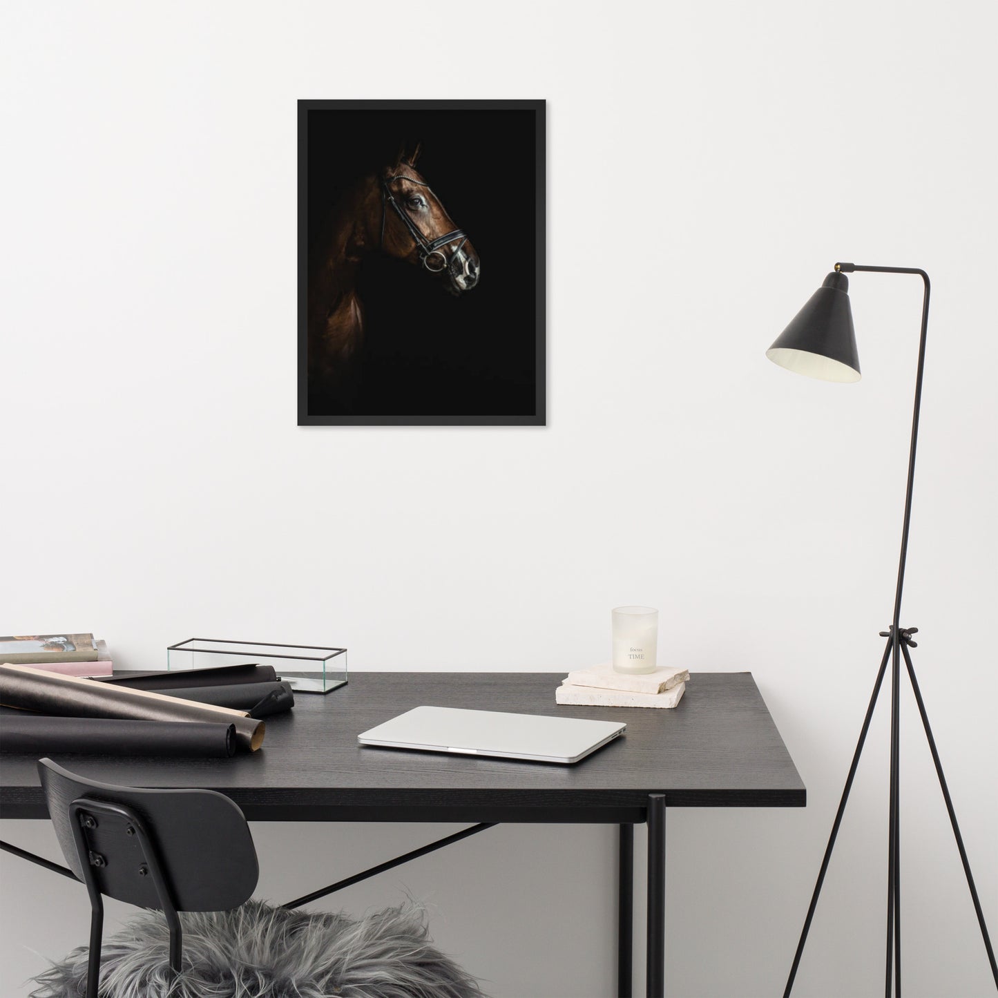 Framed Poster Horse Wall Art - Vertical Print (Glamourange 005 Model)