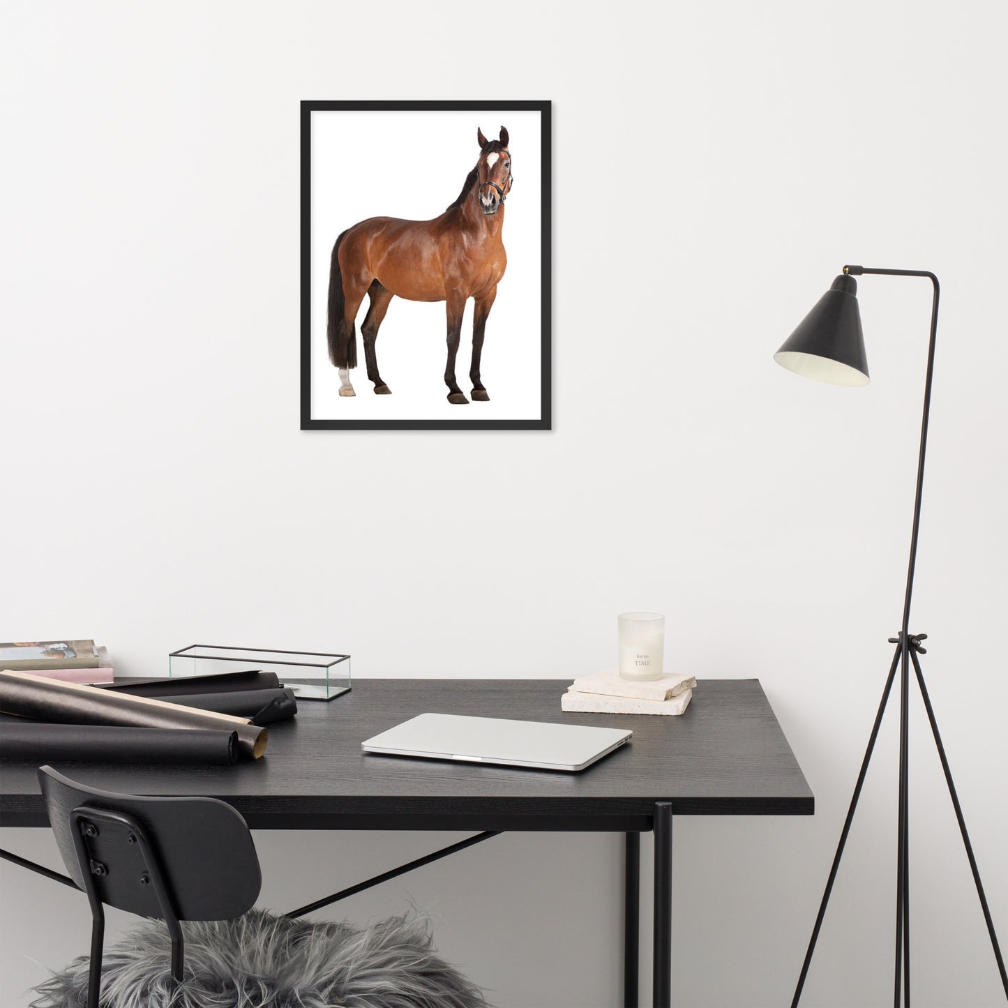 Framed Poster Horse Wall Art - Vertical Print (Glamourange 008 Model)