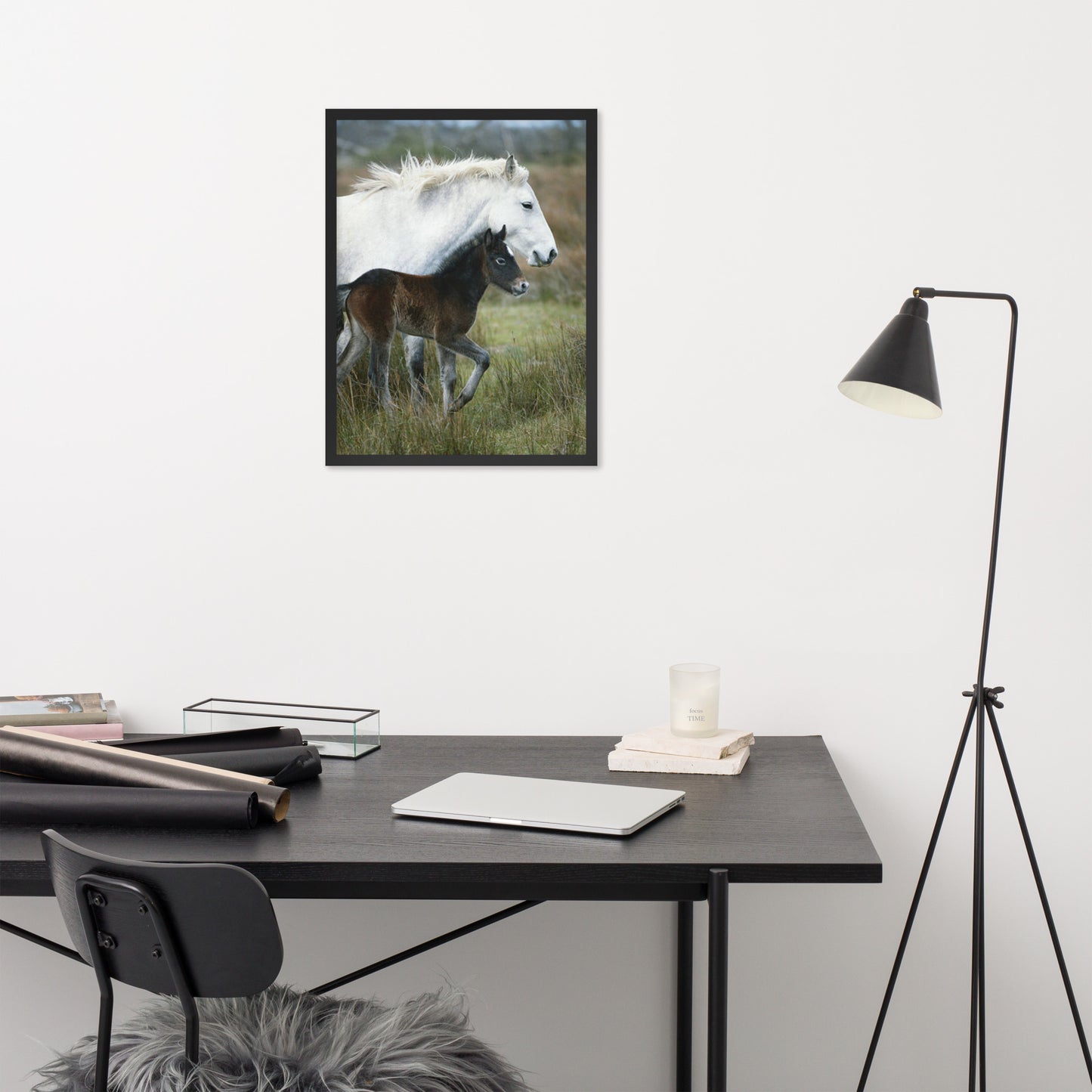 Framed Poster Horse Wall Art - Vertical Print (Glamourange 0011 Model)