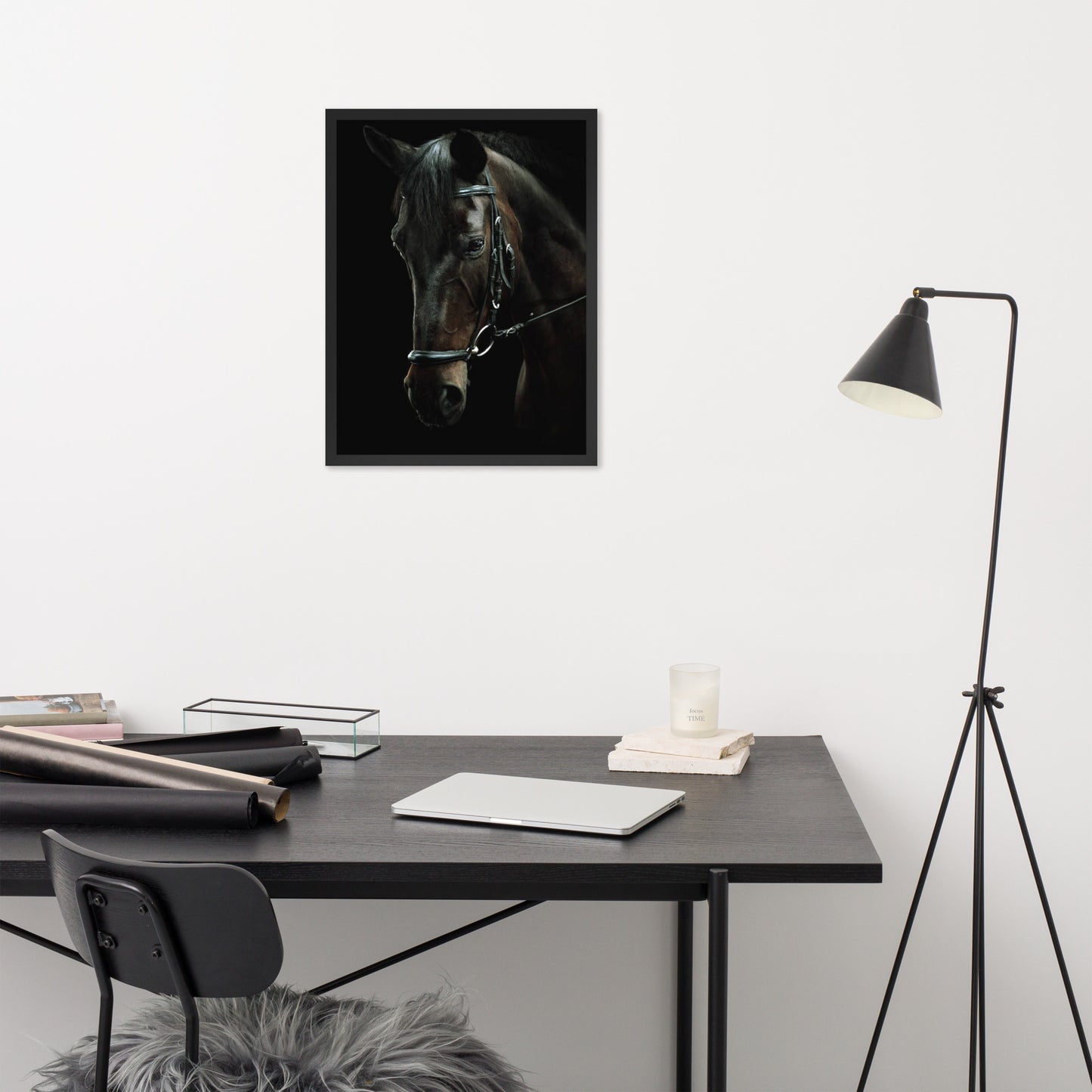 Framed Poster Horse Wall Art - Vertical Print (Glamourange 0012 Model)