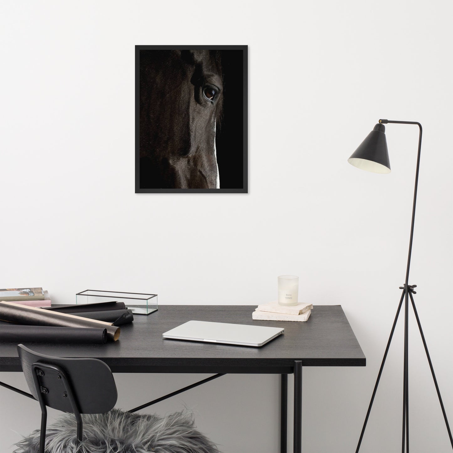 Framed Poster Horse Wall Art - Vertical Print (Glamourange 0015 Model)