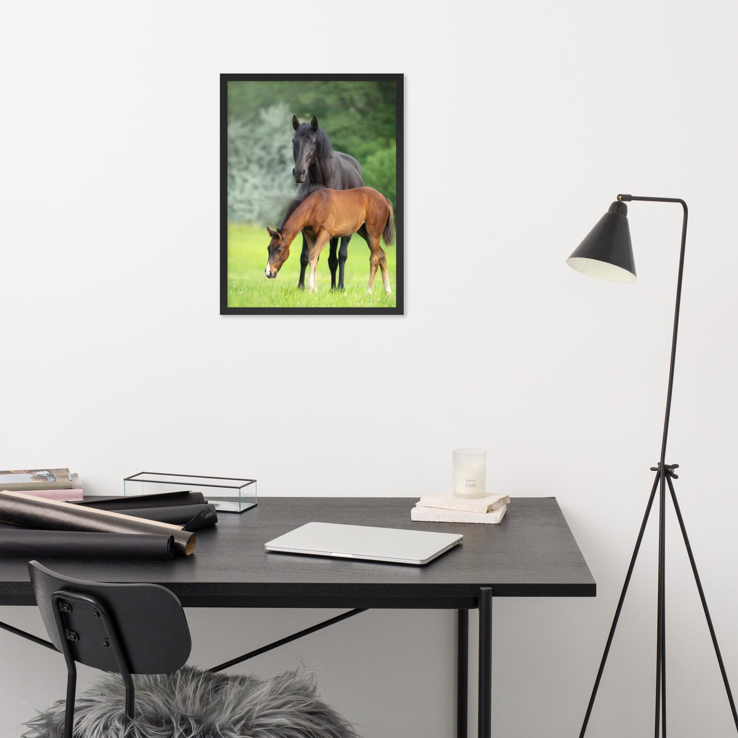 Framed Poster Horse Wall Art - Vertical Print (Glamourange 0021 Model)