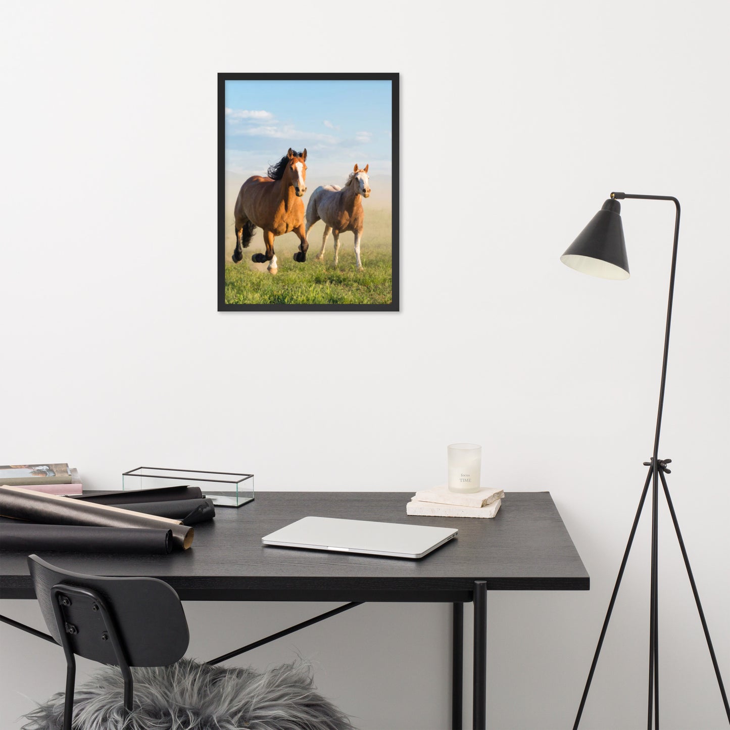 Framed Poster Horse Wall Art - Vertical Print (Glamourange 0023 Model)