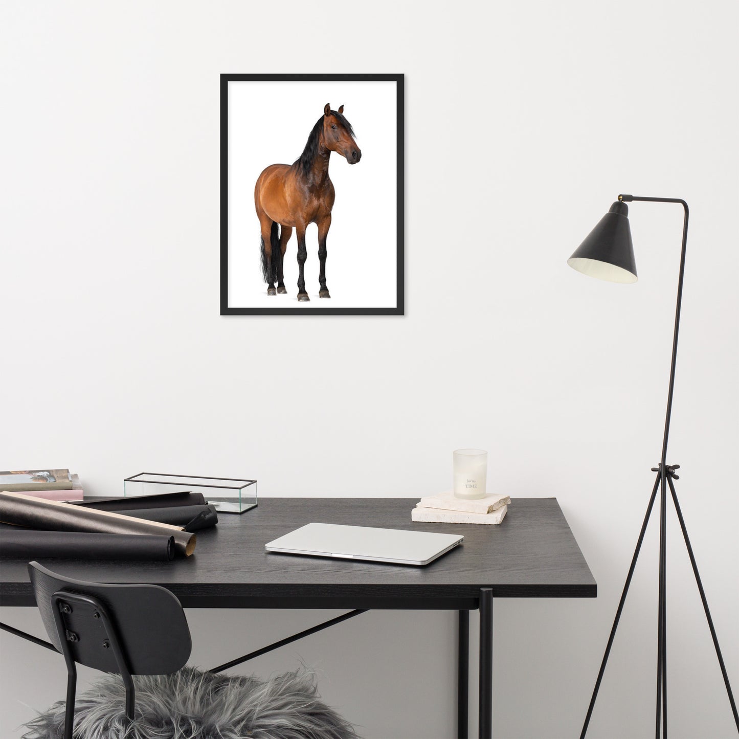 Framed Poster Horse Wall Art - Vertical Print (Glamourange 0024 Model)