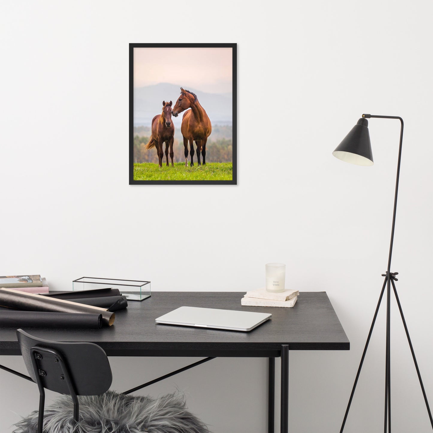 Framed Poster Horse Wall Art - Vertical Print (Glamourange 0027 Model)