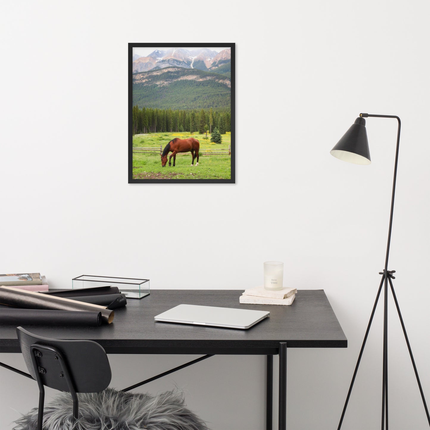 Framed Poster Horse Wall Art - Vertical Print (Glamourange 0030 Model)