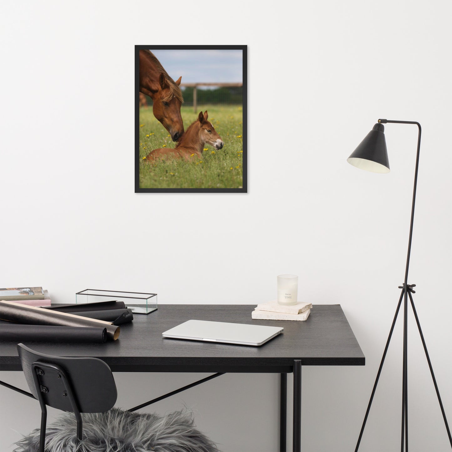 Framed Poster Horse Wall Art - Vertical Print (Glamourange 0032 Model)