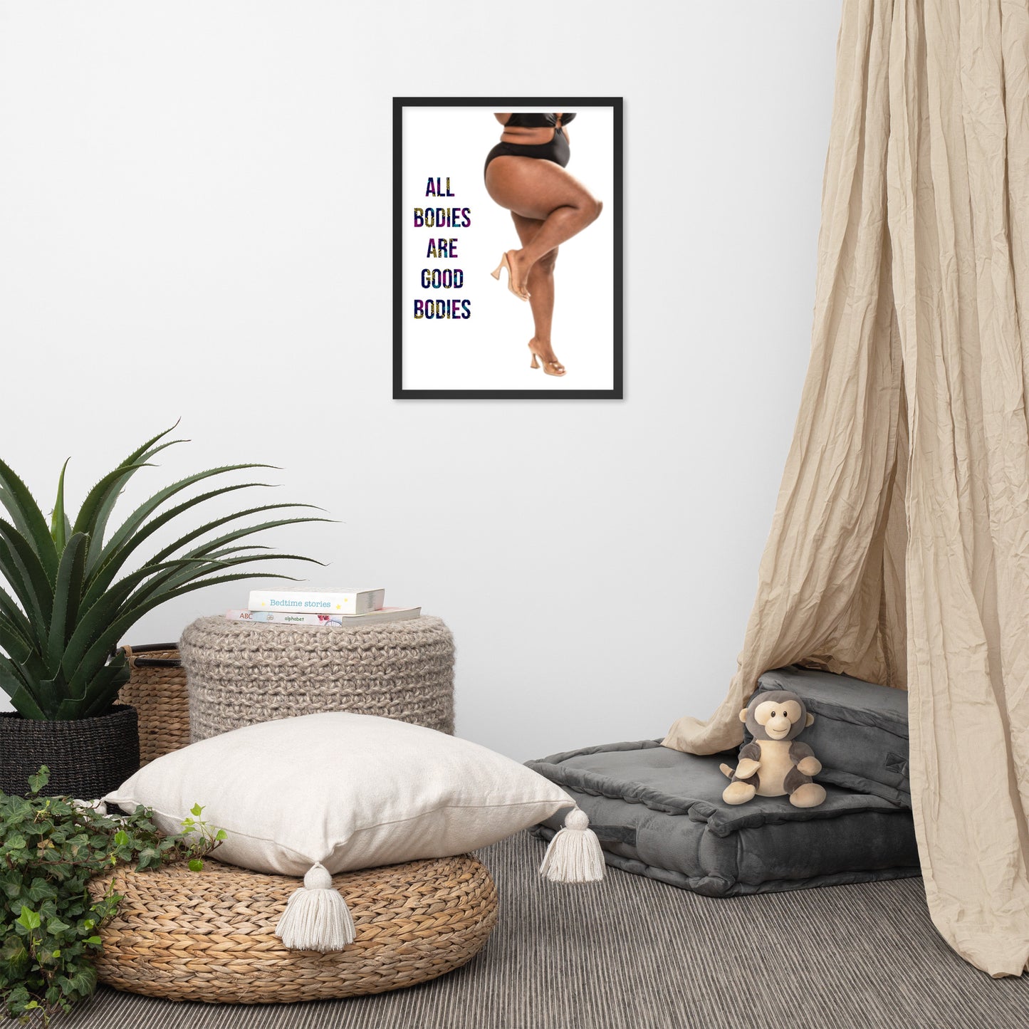 Body Positivity & Neutrality Framed Poster Wall Art (Vertical Model 004)