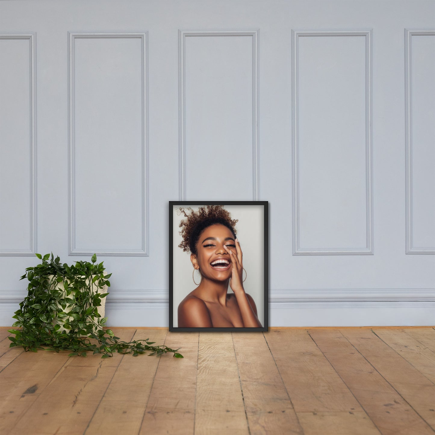 Framed Poster Wall Art Vertical: Priceless Smiles and Laughter (Print Model 005)