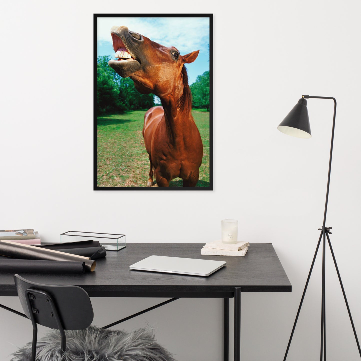 Framed Poster Horse Wall Art - Vertical Print (Glamourange 002 Model)