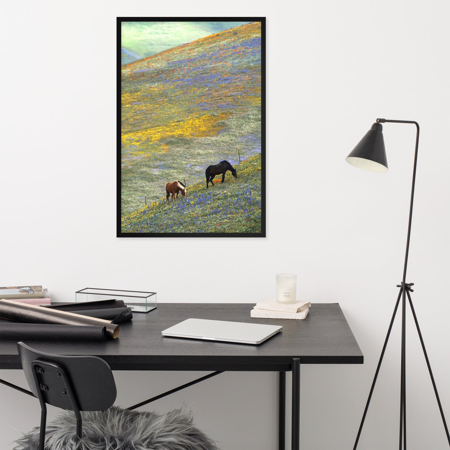 Framed Poster Horse Wall Art - Vertical Print (Glamourange 003 Model)