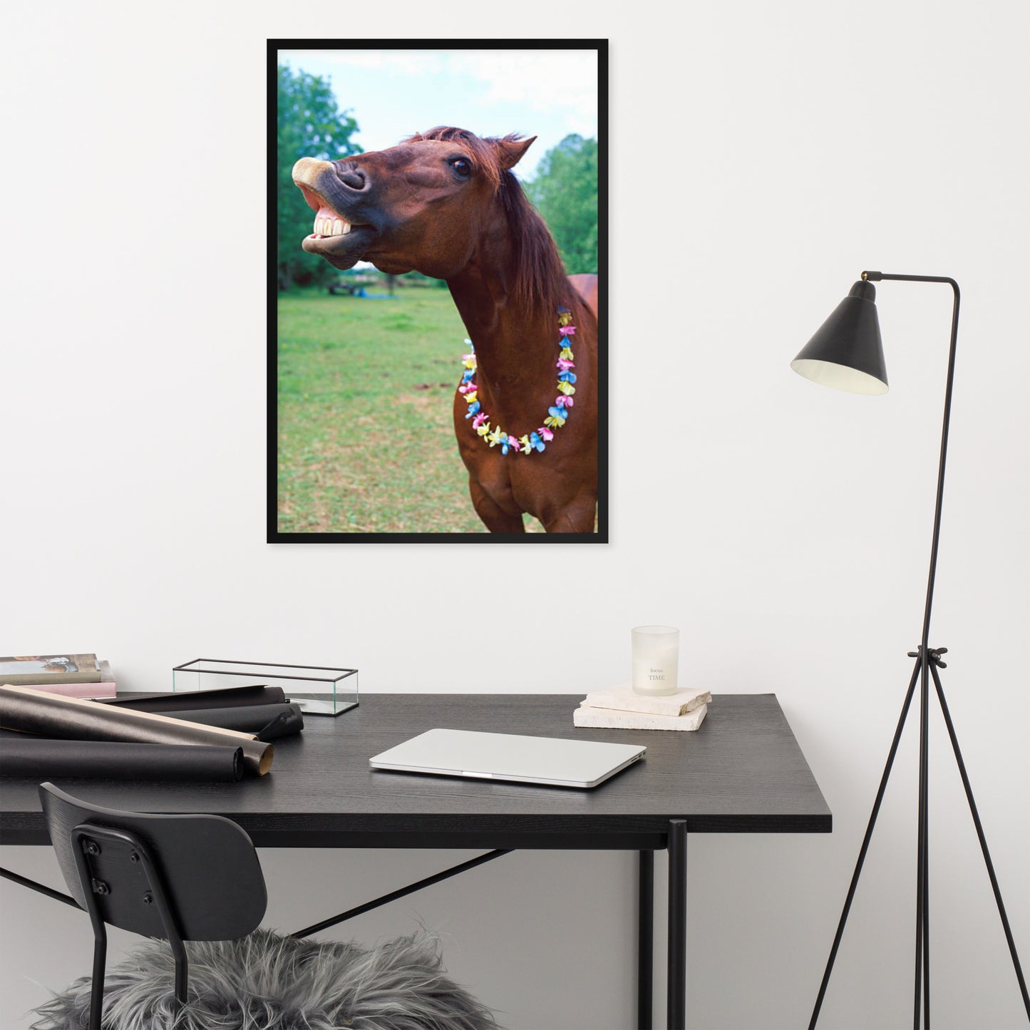 Framed Poster Horse Wall Art - Vertical Print (Glamourange 004 Model)