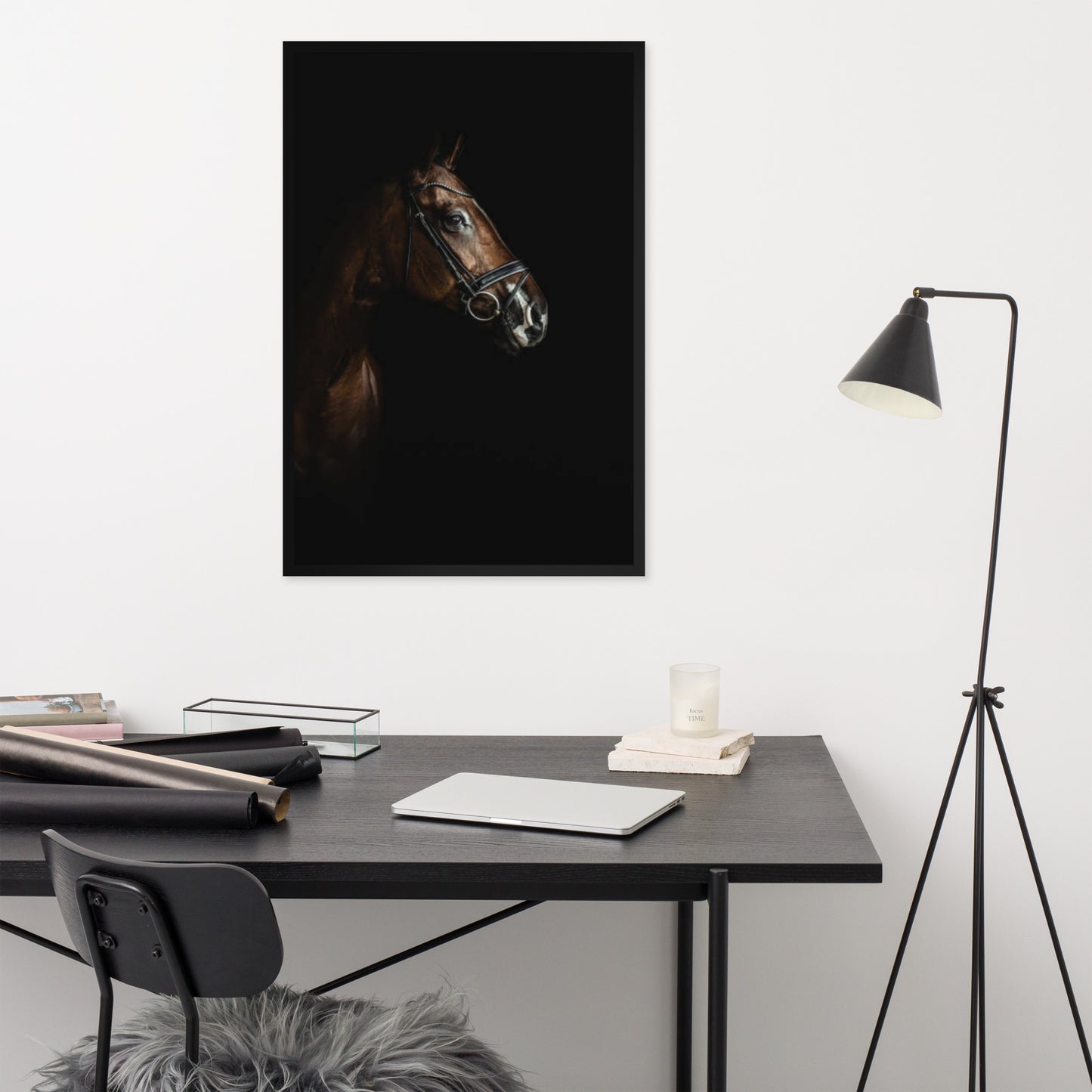 Framed Poster Horse Wall Art - Vertical Print (Glamourange 005 Model)