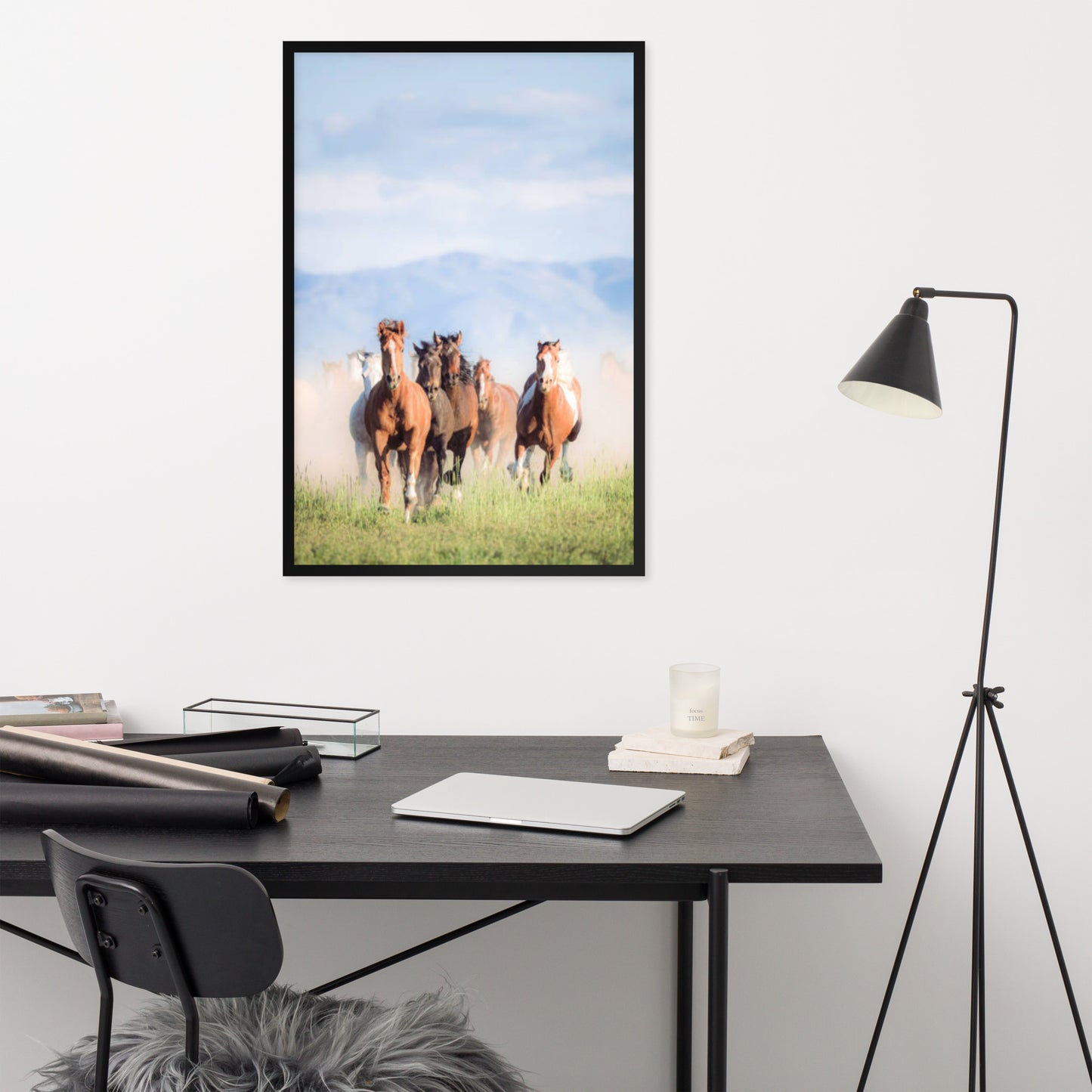 Framed Poster Horse Wall Art - Vertical Print (Glamourange 007 Model)