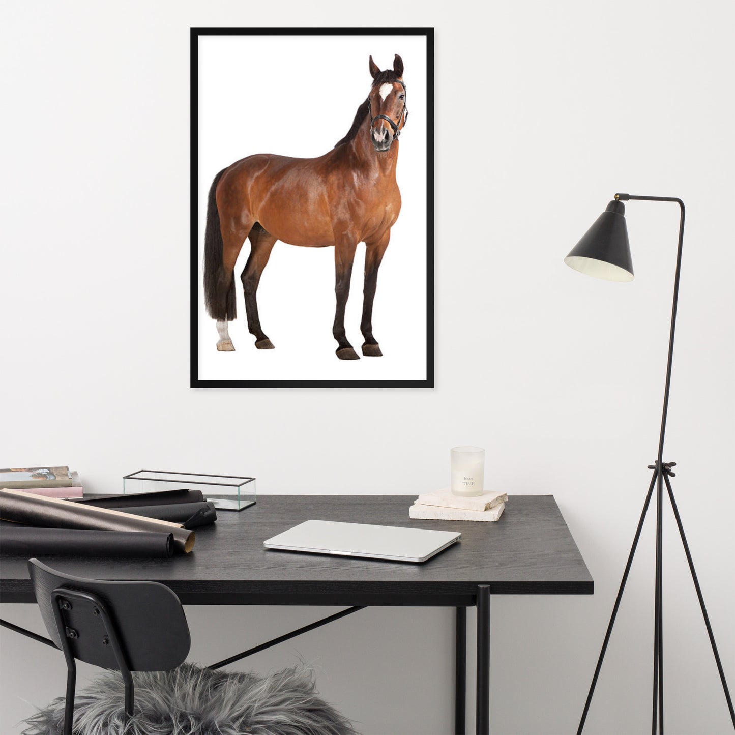 Framed Poster Horse Wall Art - Vertical Print (Glamourange 008 Model)