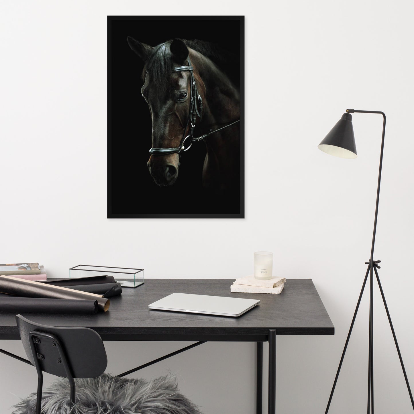 Framed Poster Horse Wall Art - Vertical Print (Glamourange 0012 Model)