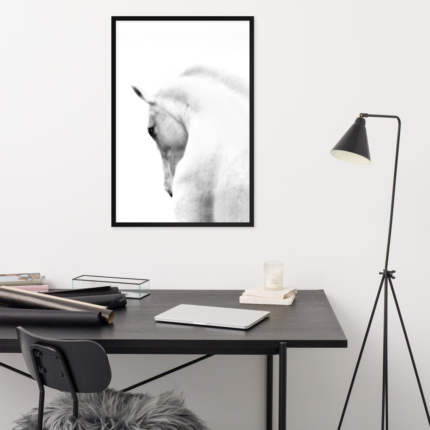 Framed Poster Horse Wall Art - Vertical Print (Glamourange 0014 Model)