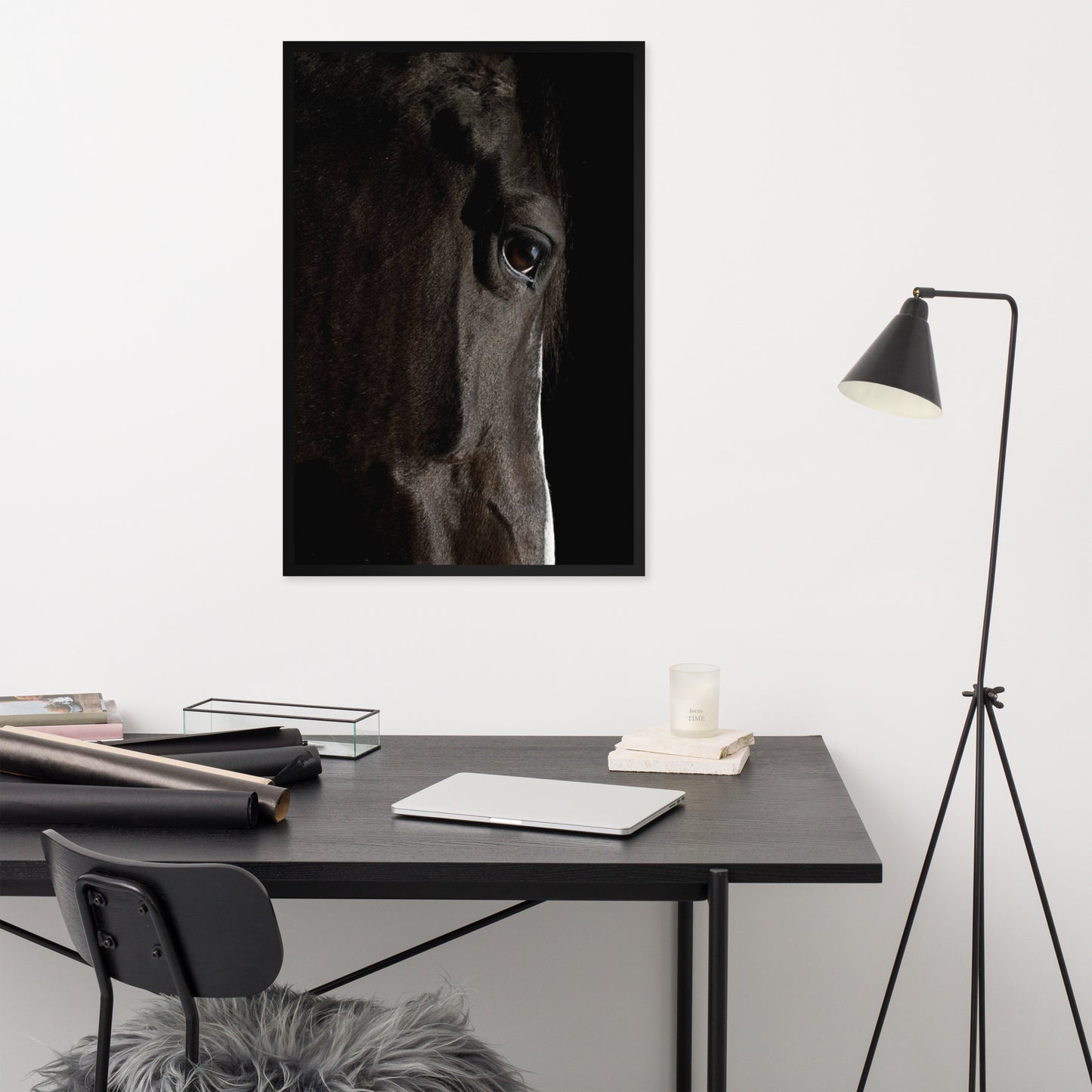 Framed Poster Horse Wall Art - Vertical Print (Glamourange 0015 Model)