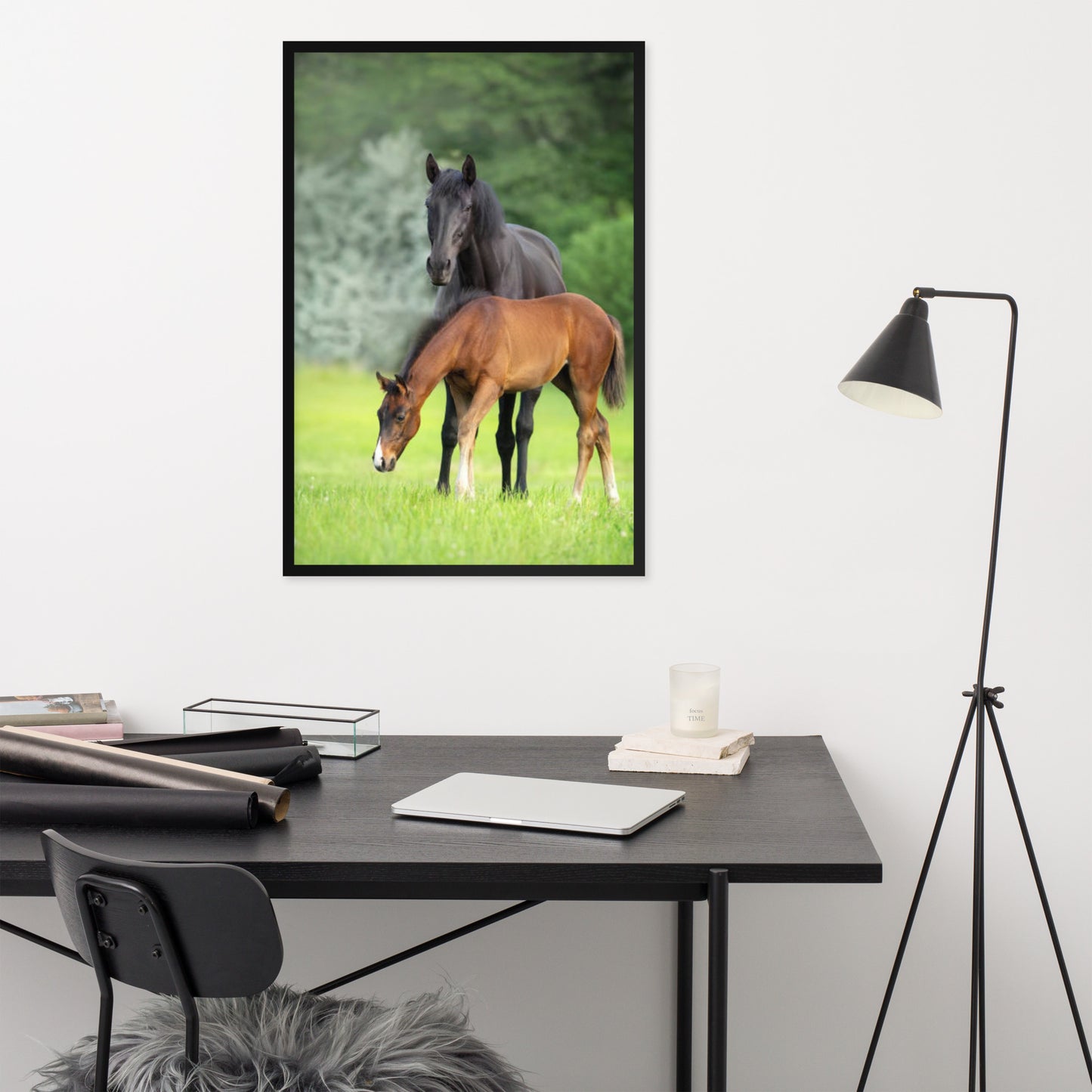 Framed Poster Horse Wall Art - Vertical Print (Glamourange 0021 Model)