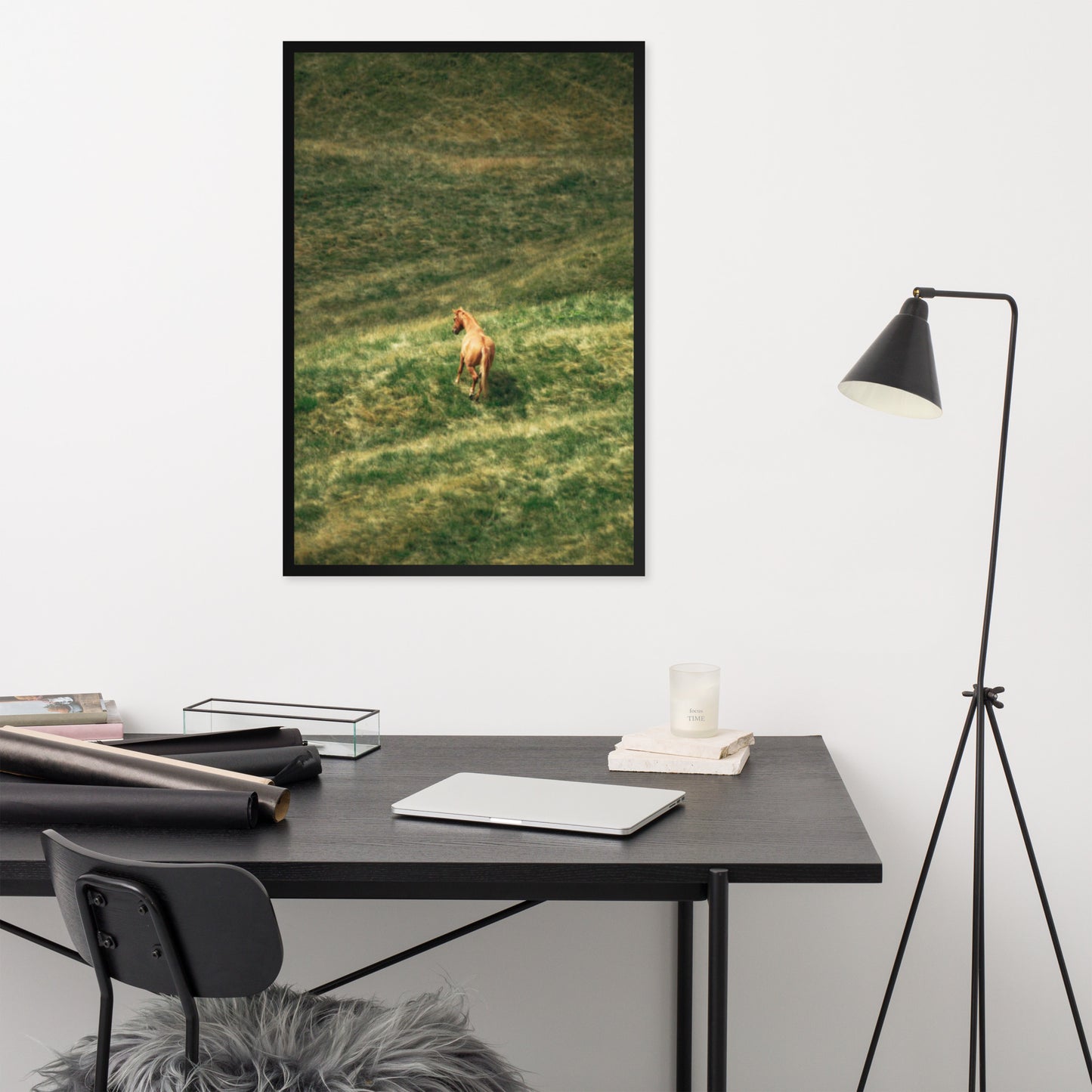 Framed Poster Horse Wall Art - Vertical Print (Glamourange 0022 Model)