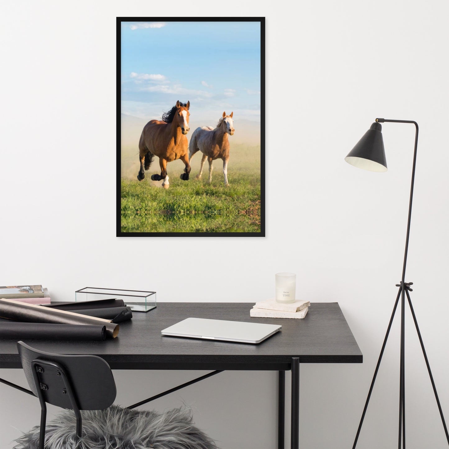 Framed Poster Horse Wall Art - Vertical Print (Glamourange 0023 Model)